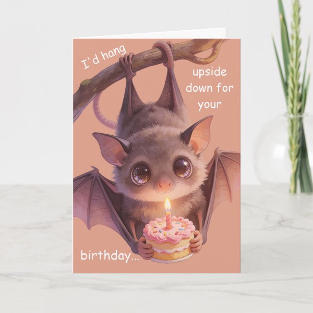Funny Bat Birthday Cute Bat Pun Gift For Her Card (Front)