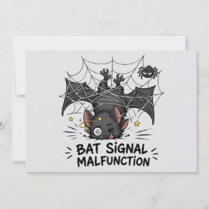 Funny Bat Signal Malfunction Halloween Invitation