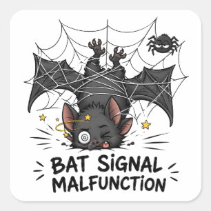 Funny Bat Signal Malfunction Halloween Square Sticker