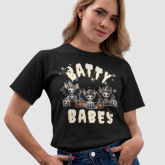 Funny Bat Witch Batty Babes Halloween Matching T-Shirt