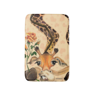 Funny Bath Mat Giraffe with Rose - Gentleman