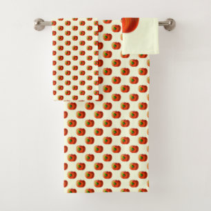 Funny Bath Towels with Happy Worm In Red Apple