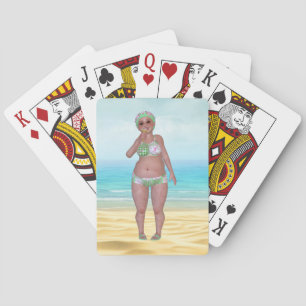 Funny Bathing Beauty Beach Playing Cards