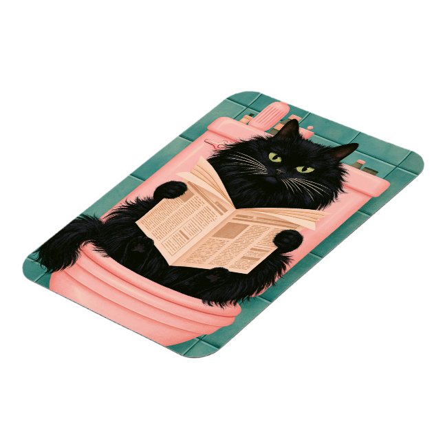 Funny Bathroom Black Cat  Magnet (Left Side)