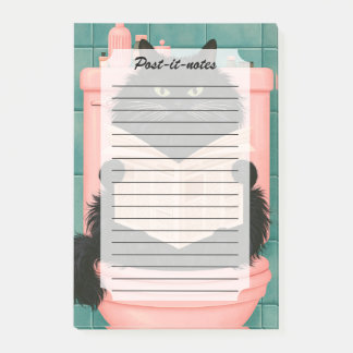 Funny Bathroom Black Cat Post-it Notes
