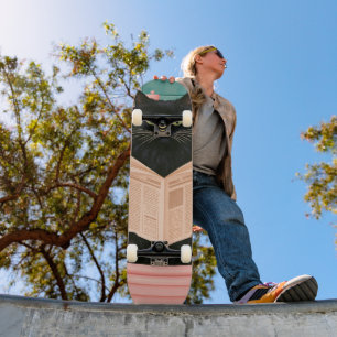 Funny Bathroom Black Cat Skateboard