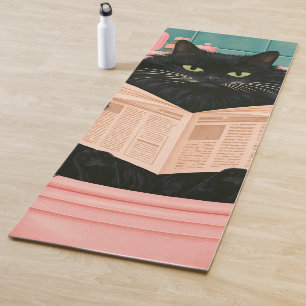 Funny Bathroom Black Cat Yoga Mat