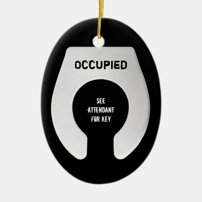 Funny Bathroom Door Hanger Crude 2 Sided Ceramic Tree Decoration (Front)