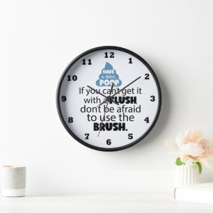 Funny  bathroom flus brush word art clock