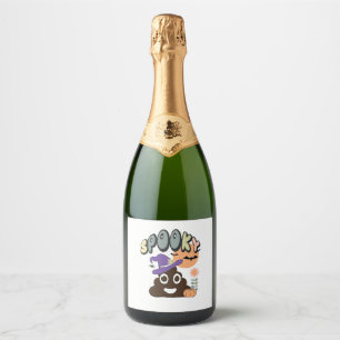 Funny Bathroom Humor Cute Retro Halloween Spooky P Sparkling Wine Label