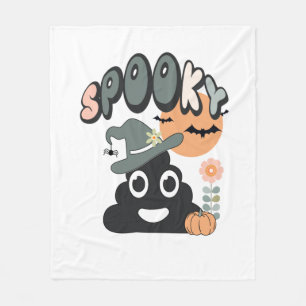 Funny Bathroom Humour Cute Retro Halloween Spooky Fleece Blanket