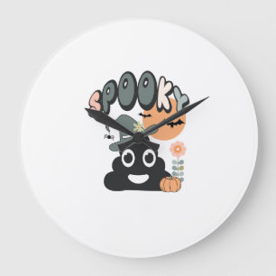 Funny Bathroom Humour Cute Retro Halloween Spooky Large Clock