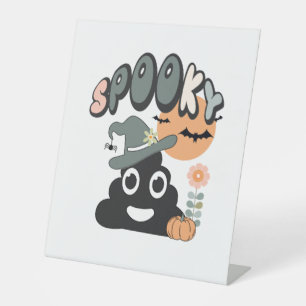 Funny Bathroom Humour Cute Retro Halloween Spooky  Pedestal Sign