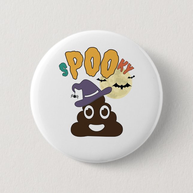 Funny Bathroom Humour Halloween Spooky Poo Design  6 Cm Round Badge (Front)