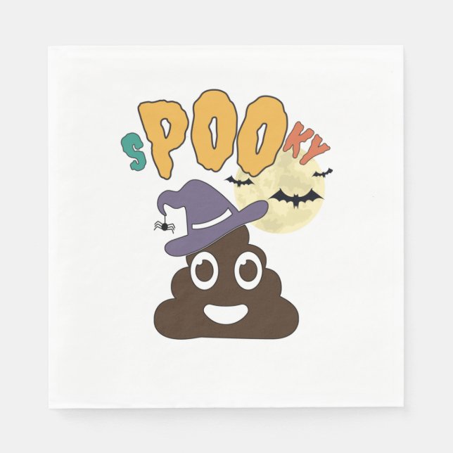 Funny Bathroom Humour Halloween Spooky Poo Design  Napkin (Front)
