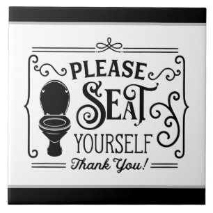 funny bathroom seatword art tile