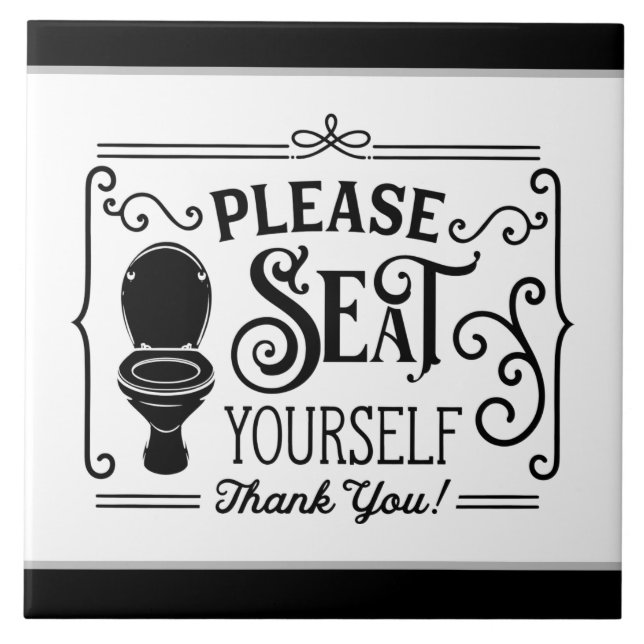 funny bathroom seatword art tile (Front)