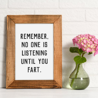 Funny Bathroom Wall Art Minimalistic Fart Quote
