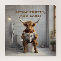 Funny bathroom wall art Scottish Cow