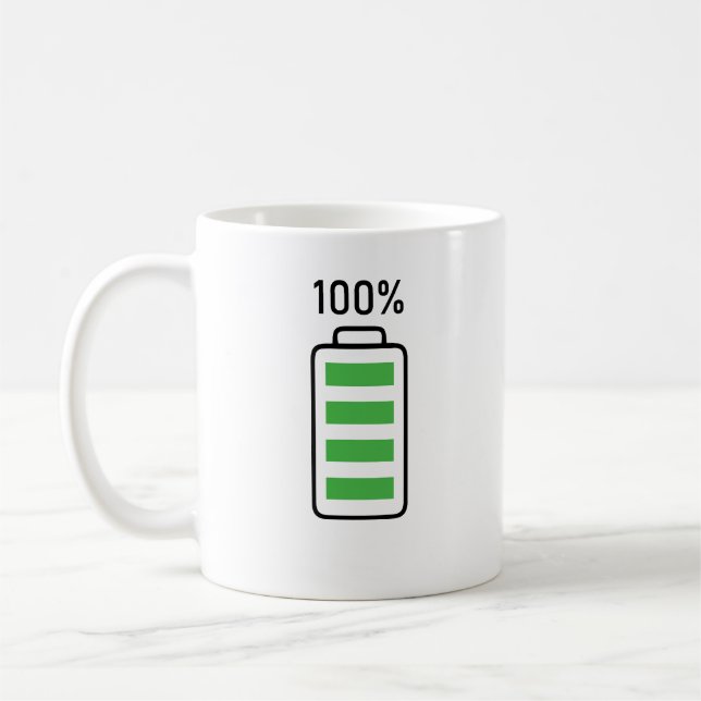 Funny Battery Charging Design Coffee & Tea Mug (Left)