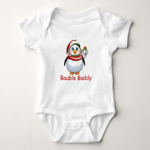 Funny Bauble Buddy Penguin Christmas Baby Bodysuit