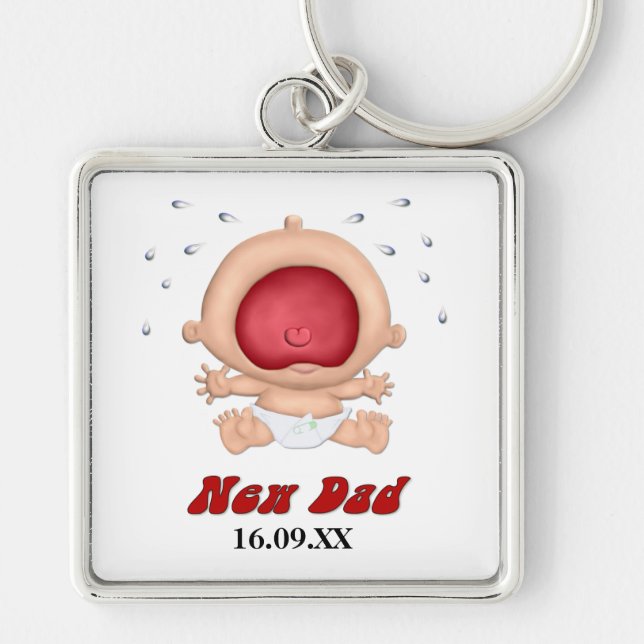 Funny Bawling Baby for New Dad - Customise Key Ring (Front)