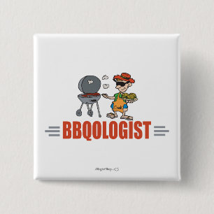 Funny BBQ 15 Cm Square Badge