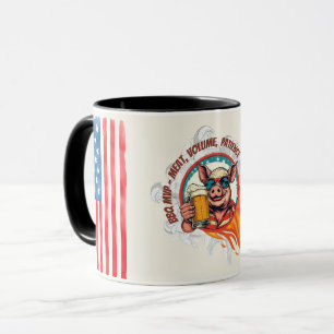 Funny BBQ 4th of July Pig Beer Mug Grill Master