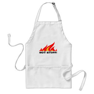 Funny BBQ apron with fire flames   Hot stuff!
