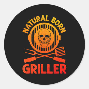 Funny Bbq Art For Men Women Grilling Meat Smoking  Classic Round Sticker