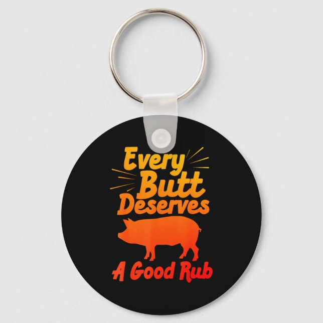Funny Bbq Art For Men Women Grilling Meat Smoking  Key Ring (Front)