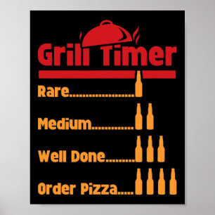 Funny Bbq Beer Bottles Grill Timer For Ckyard Rbec Poster