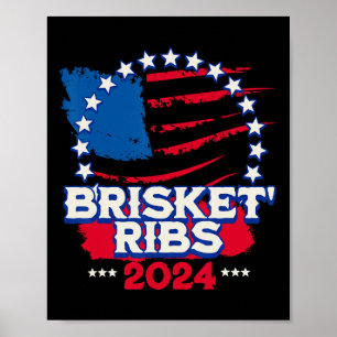 Funny Bbq Brisket Ribs Patriotic Political Voter H Poster