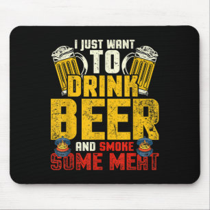 Funny Bbq Chef Beer Drinking Smoked Meat Lover Gif Mouse Pad