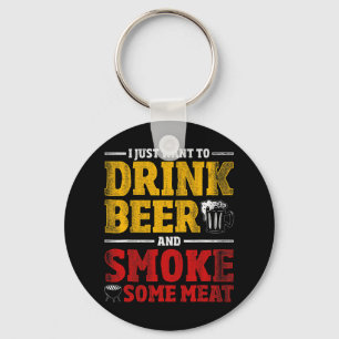 Funny Bbq Chef Beer Smoked Meat Lover Gift Grillin Key Ring