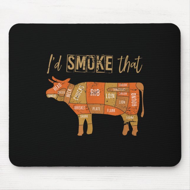 Funny Bbq Chef Smoked Meat Grill Master Gift Steak Mouse Pad (Front)