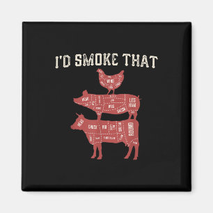 Funny Bbq Cow Pig Chicken Graphic Women Men Meat S Magnet