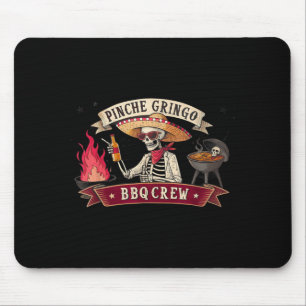 Funny Bbq Crew Skeleton Pig Grilling Beer Mexican Mouse Pad