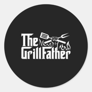 Funny Bbq Dad Retro Grill Father Mens Fathers Day  Classic Round Sticker