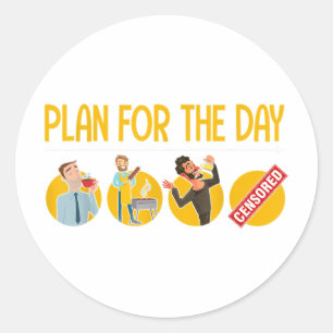 Funny Bbq Design For Men Coffee, Grilling, Beer Ad Classic Round Sticker
