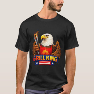 Funny Bbq Eagle Grilling Patriotic Cooking Design T-Shirt