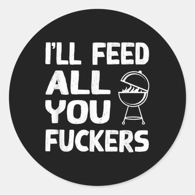 Funny Bbq Father Funny Smoke  Classic Round Sticker (Front)