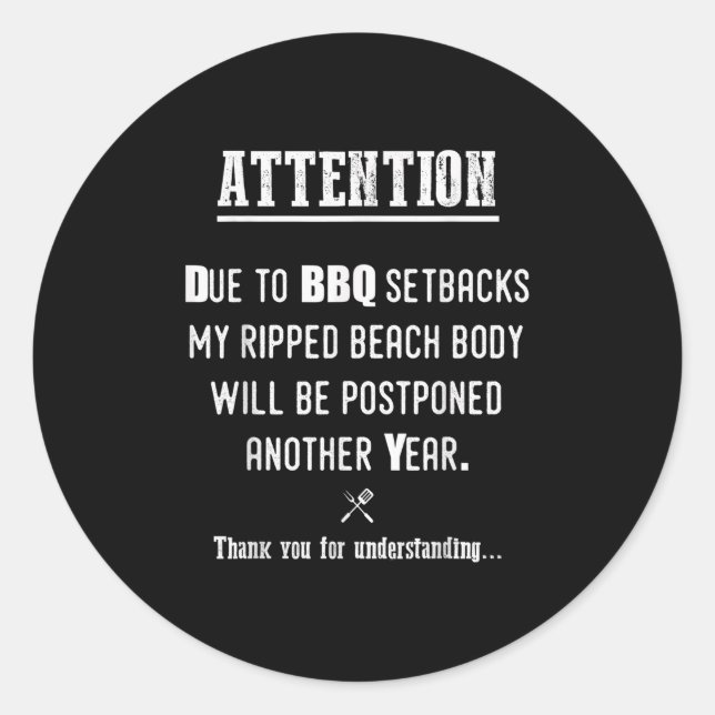 Funny Bbq For Pitmasters &amp; Barbecue Lovers  Classic Round Sticker (Front)