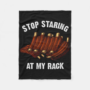 Funny Bbq Gift For Men Women Grill Stop Staring At Fleece Blanket