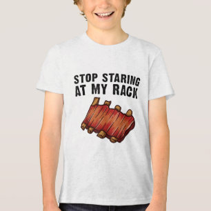 Funny Bbq Gift For Men Women Grill Stop Staring At Tri-Blend Shirt