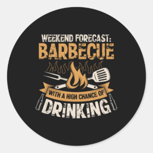 Funny Bbq Grill Chef Grilling Master Rbecue Lover Classic Round Sticker