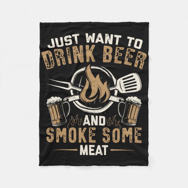 Funny Bbq Grill Chef Grilling Master Rbecue Lover  Fleece Blanket (Front)
