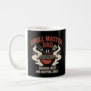 Funny BBQ Grill Master Dad Emblem with Retro Style Coffee Mug