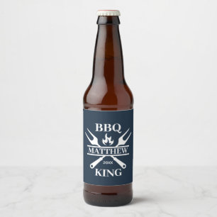Funny BBQ Grill Master Personalised Barbecue King Beer Bottle Label