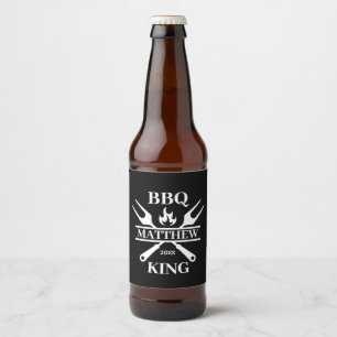 Funny BBQ Grill Master Personalised Barbecue King Beer Bottle Label